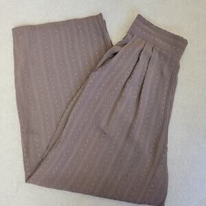 Vintage Diane K. Size L Wide-Leg Pull On Pants Pockets Elastic Back Waist Taupe